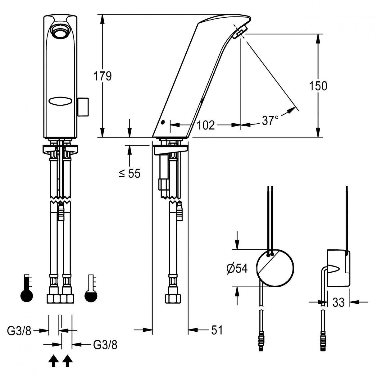 Protronic S: AQUA130 / AQUA134 with Mixer on Sensor Tap