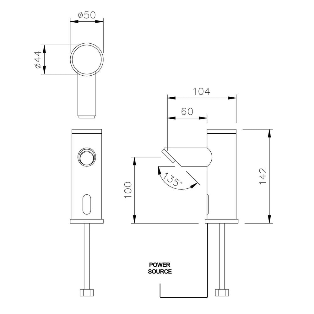 DB200 / DB225 Series Dolphin Chrome Plated Brass Infrared Sensor Tap