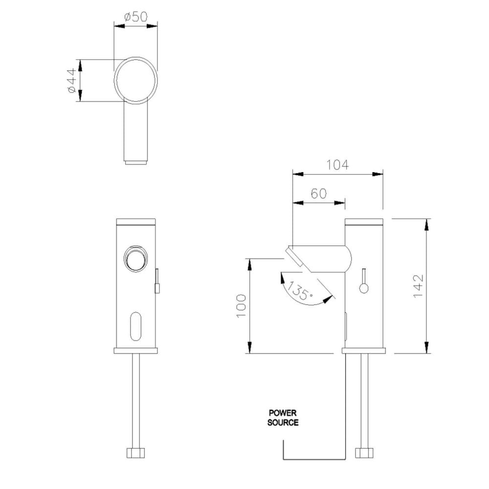 DB250 / DB275 Series Dolphin Chrome Plated Brass Infrared Tap With Temperature Control