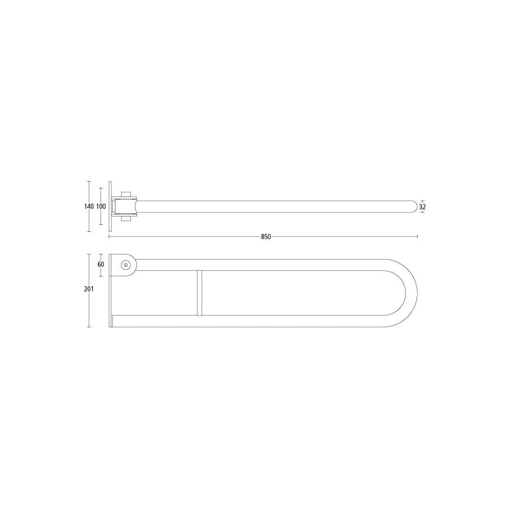 SS16050N Allgood Modric Series 316 Stainless Steel Lift-Up Grab Rail