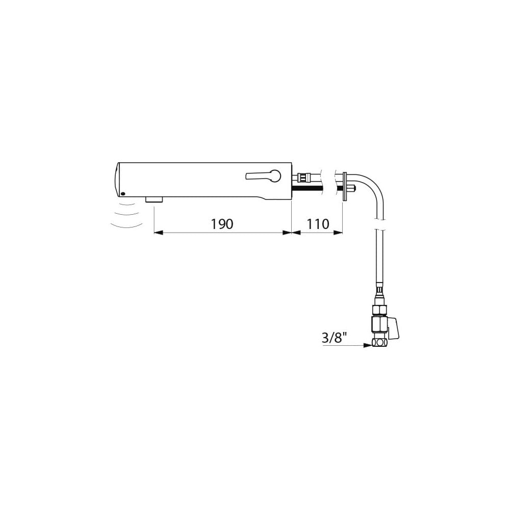 493510 / 493516 DELABIE TEMPOMATIC Wall Mounted F3/8" 190mm Electronic Mixer Tap
