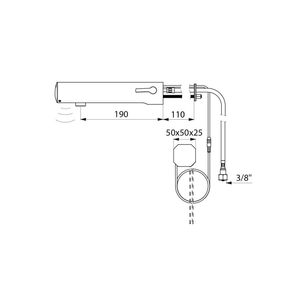 493510 / 493516 DELABIE TEMPOMATIC Wall Mounted F3/8" 190mm Electronic Mixer Tap