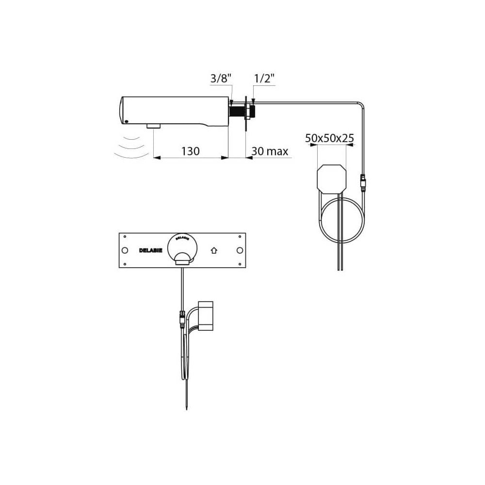 443400 / 443406 DELABIE TEMPOMATIC Wall Mounted 130mm Electronic tap