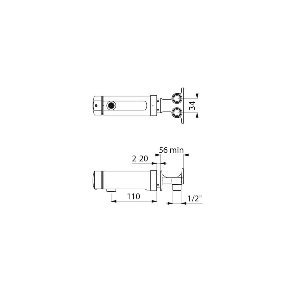 794050 DELABIE TEMPOMIX 3 Wall Mounted 110mm 1/2" Time Flow Mixer Tap