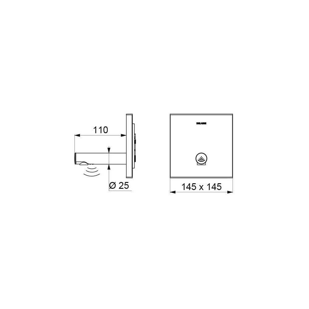 370016 DELABIE Recessed BINOPTIC Polished Chrome Electronic Sensor Tap