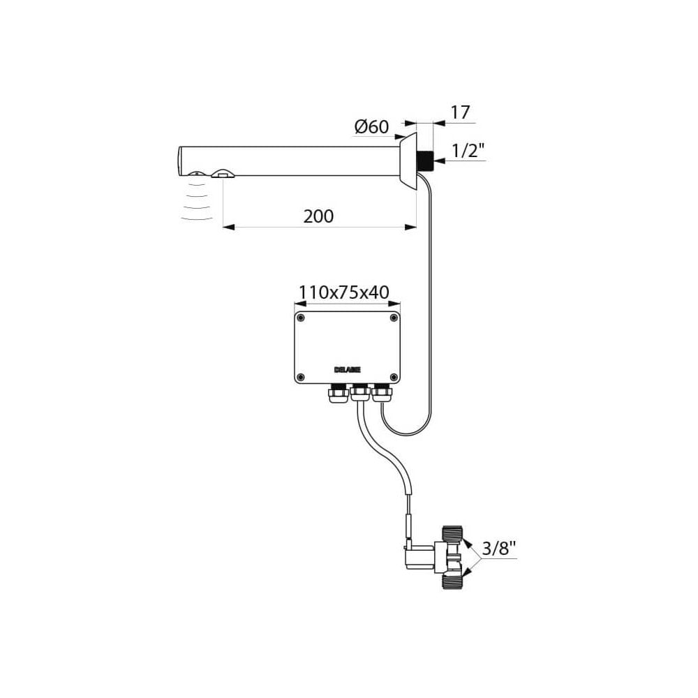 379ENC DELABIE BINOPTIC 200mm M3/8" Recessed Electronic Basin Mixer Tap
