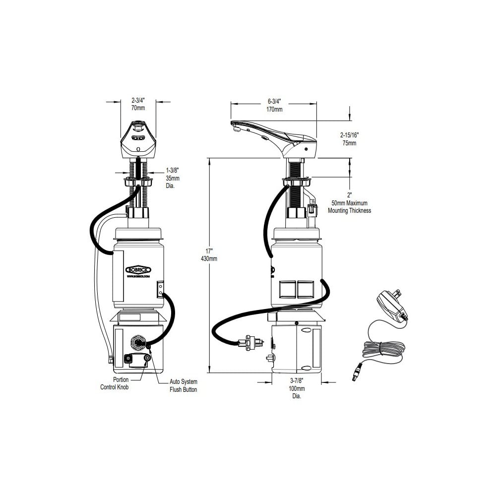 B-840 / B-842 Bobrick Designer Deck Mounted Automatic Foam Soap Dispenser