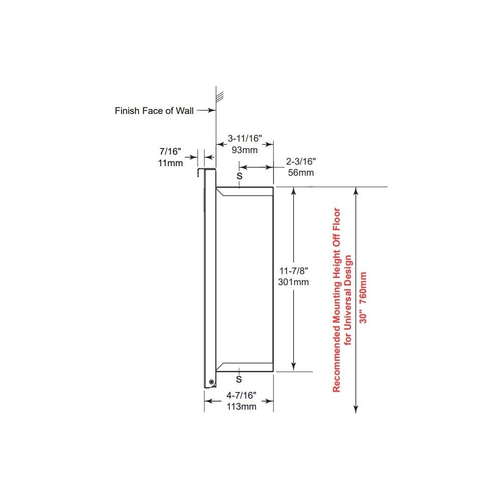 B-3513 Recessed 2.3L Sanitary Napkin Disposal