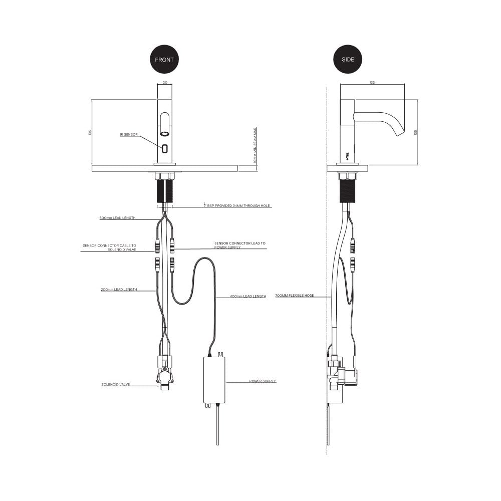 The Splash Lab Deck mounted IR sensor Tap Mains Operated - Small