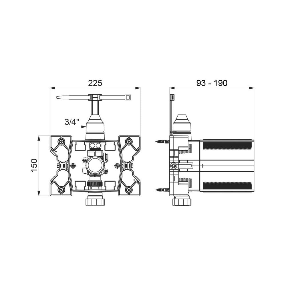 763BOX DELABIE TEMPOFLUX 3 WC 3/4" valve recessed AB, 3L/6L, kit 1/2