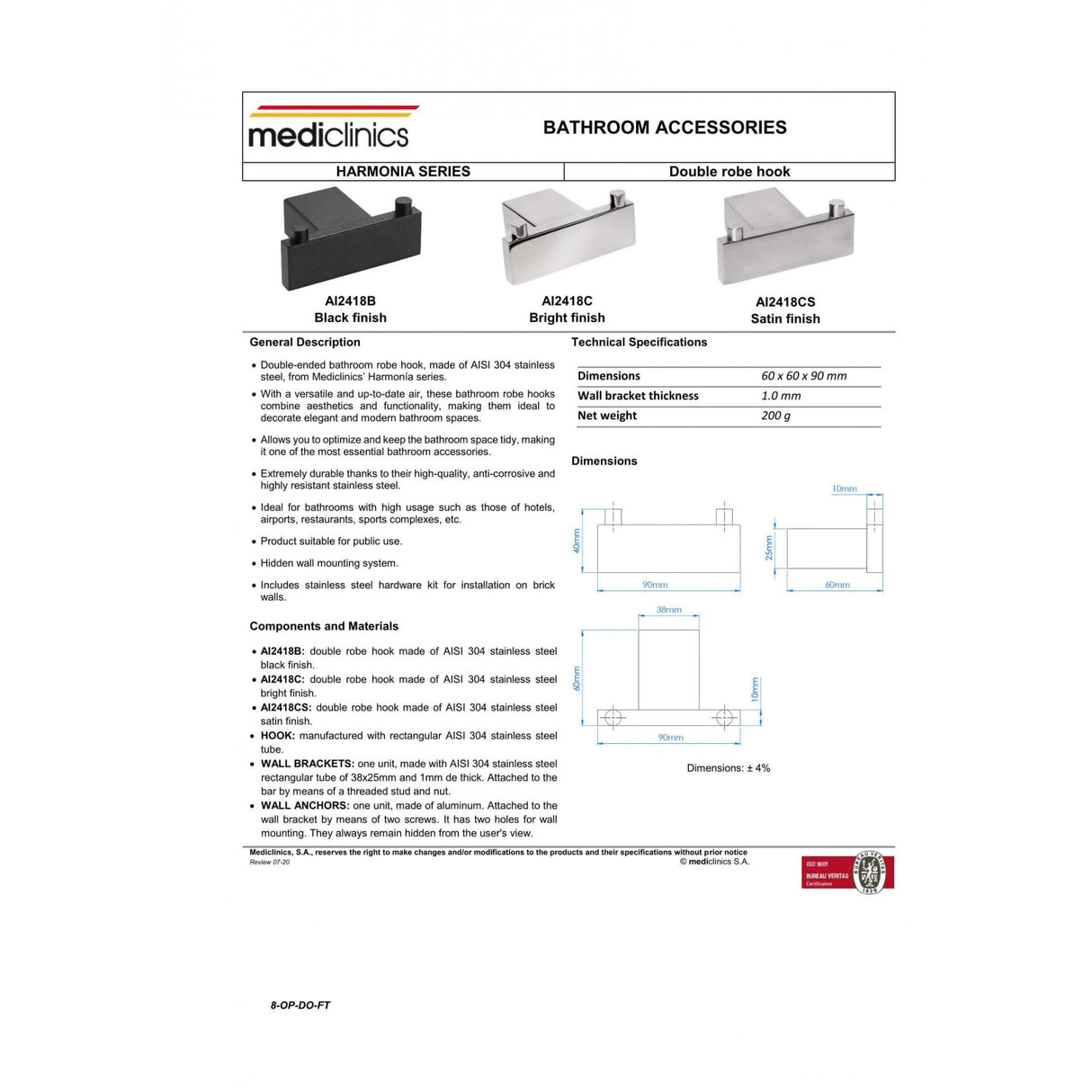 Mediclinics Double Bathroom Hook