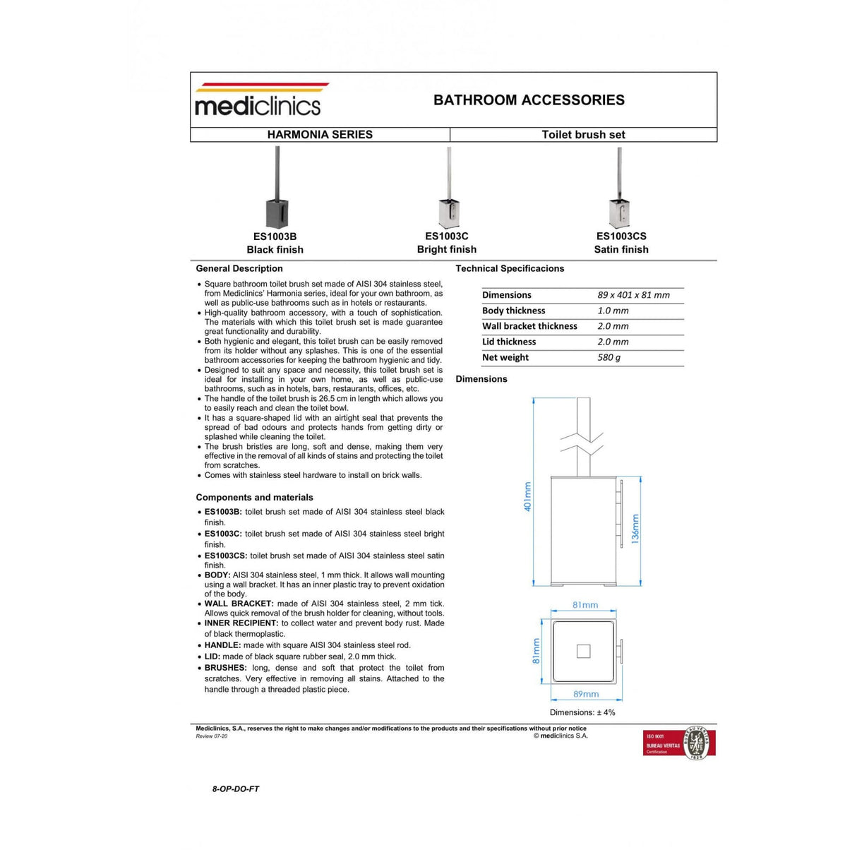 Mediclinics Square Toilet Brush Holder