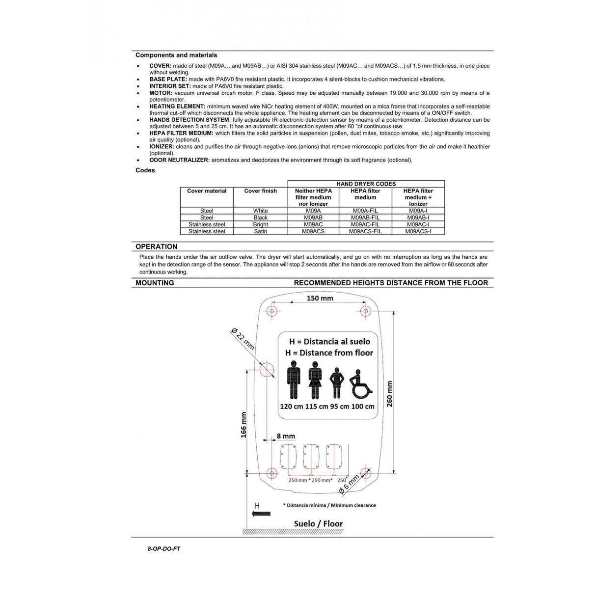 Sèche-mains Mediclinics Machflow Plus HEPA et ioniseur - Noir M09AB-I
