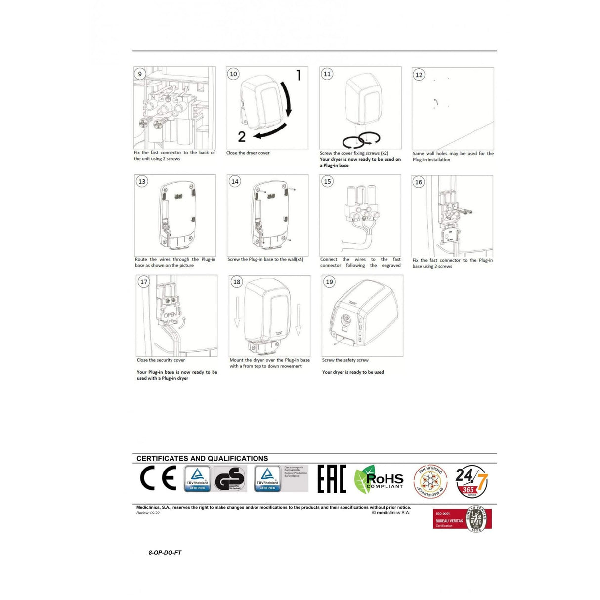 Sèche-mains Mediclinics Machflow Plus HEPA et ioniseur - Noir M09AB-I