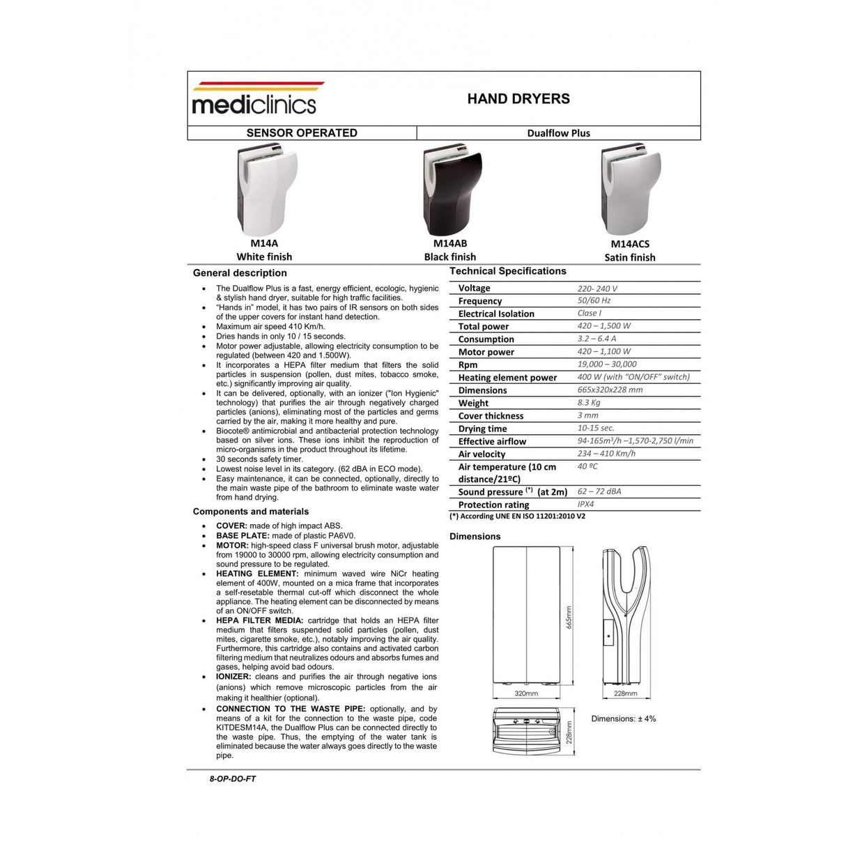 Mediclinics Dualflow® Plus Eco Hand Dryer - Black