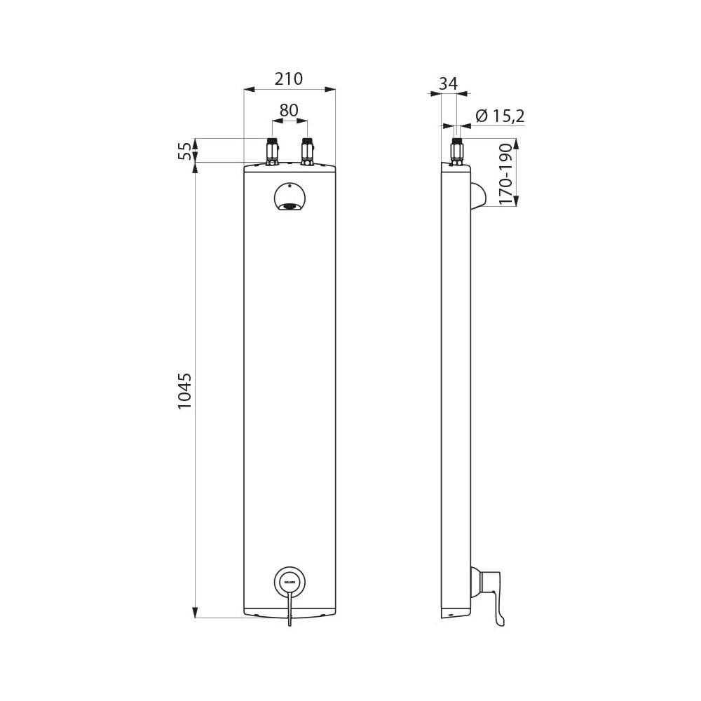 H963915 DELABIE Aluminium Shower Panel with SECURITHERM Sequential Mixer