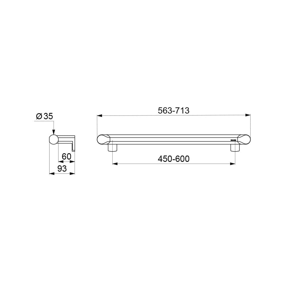 Barre d'appui Be-Line® DOC M 511906, 600mm Ø35mm