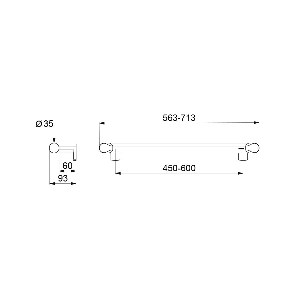 Be-Line® DOC M grab bar 511904, 450mm Ø35mm