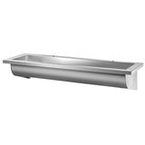 CANAL Wall-Mounted Stainless Steel Wash Trough L.1200mm with 2 x Ø22mm tap holes 121250