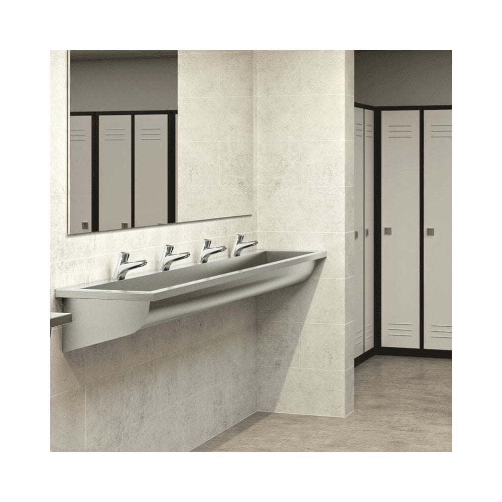 CANAL Wall-Mounted Stainless Steel Wash Trough L.1200mm with 2 x Ø22mm tap holes 121250