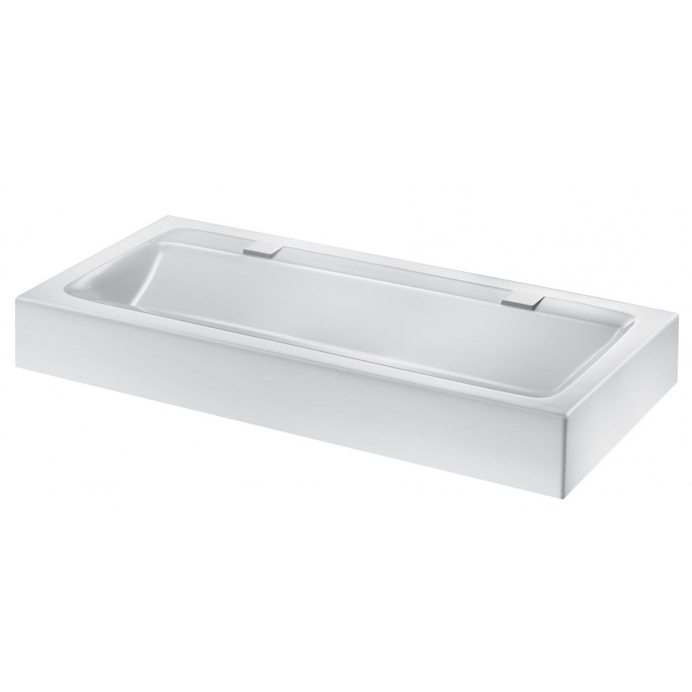 Lavabo mural MINERALCAST pour 2 robinets L.1200 mm 454120