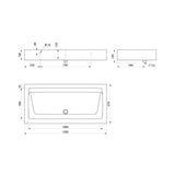 Lavabo mural MINERALCAST pour 2 robinets L.1200 mm 454120