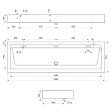 MINERALCAST Wall-Mounted Wash Trough L.1800mm with 3 x Ø35mm tap holes 454182