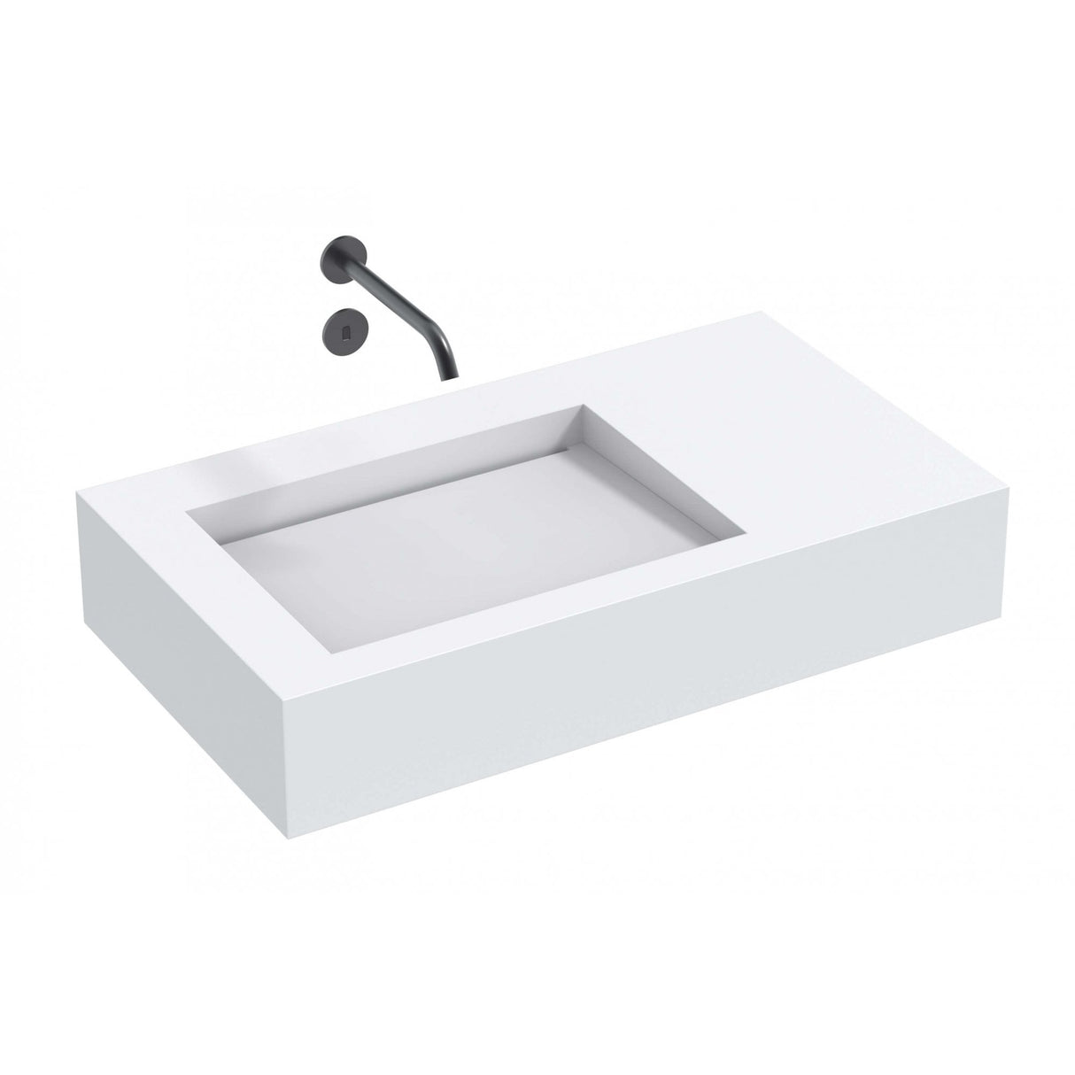 The Monolith M+ or L+ Series Wall Mounted Wash Basin With Right Hand Vanity Area L.800mm (450 or 600mm Depth)
