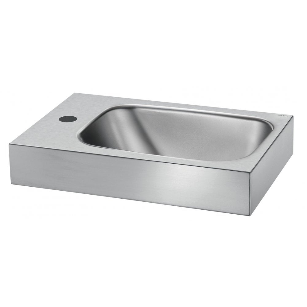 LAVANDO Lave-mains mural en acier inoxydable 450x300 avec trou pour robinetterie Ø35 mm sur le côté gauche 121360