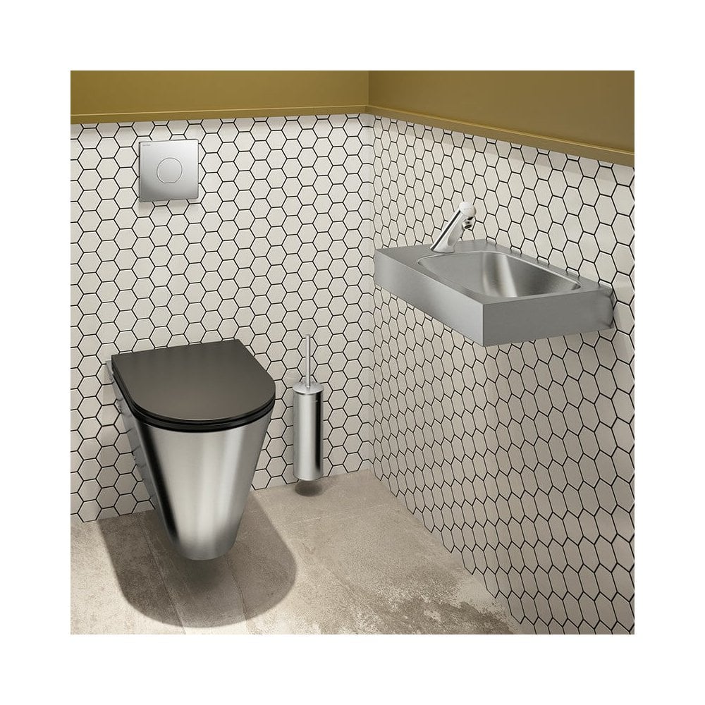 LAVANDO Lave-mains mural en acier inoxydable 450x300 avec trou pour robinetterie Ø35 mm sur le côté gauche 121360