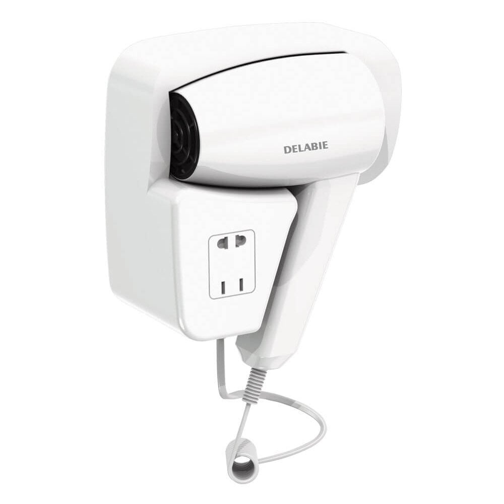 DELABIE 6624 Wall-Mounted 1200W Hair Dryer with Shaver Socket