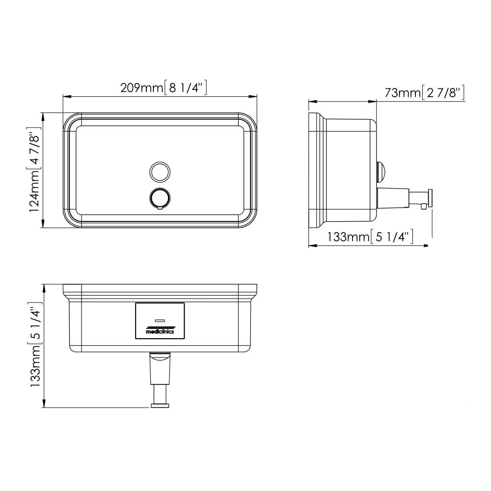 Mediclinics Surface Mounted 1200ML Push Button Liquid Soap Dispenser