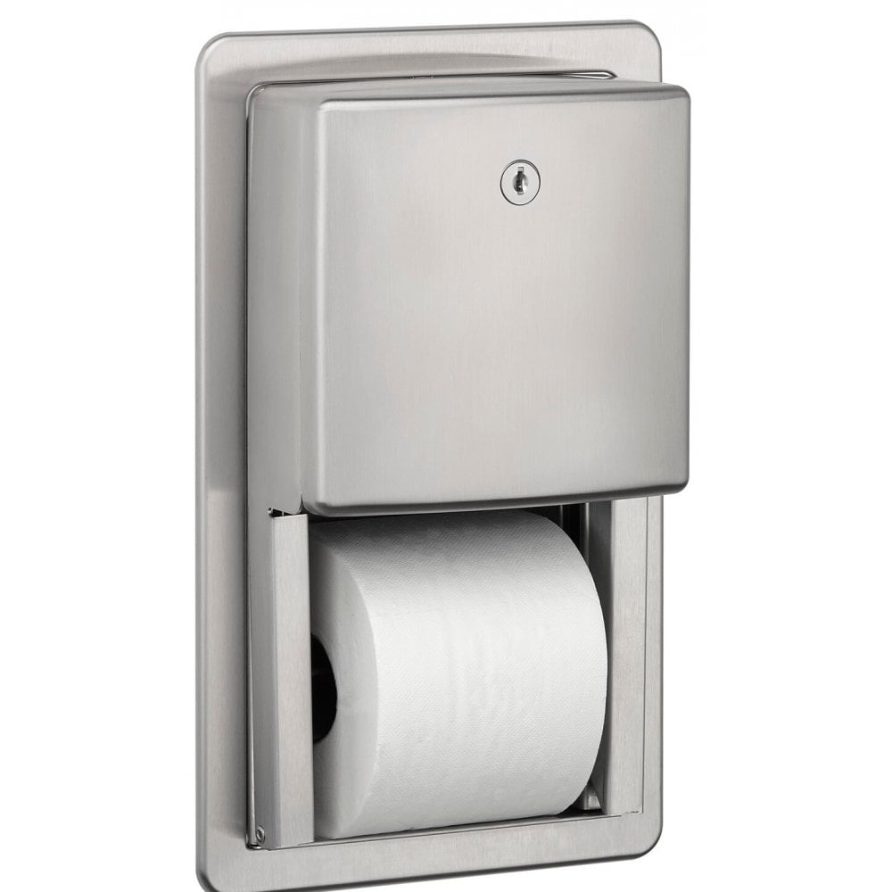 Mediclinics Recessed Stainless Steel 2 Roll Toilet Paper Dispenser