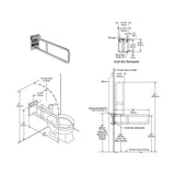 Barre d'appui rabattable en acier inoxydable B-4998, 735 mm