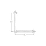 B-5898.99 760mm L-Shaped Bathroom 32mm Diameter Grab Rail with Peened Gripping Surface