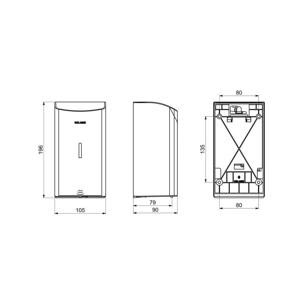 DELABIE Wall Mounted 0.5L Electronic Liquid Soap Dispenser (Suitable for Hydroalcoholic Gel)