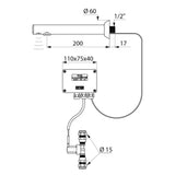 379ENC / 379ENC15 DELABIE BINOPTIC 200mm Recessed Electronic Basin Tap