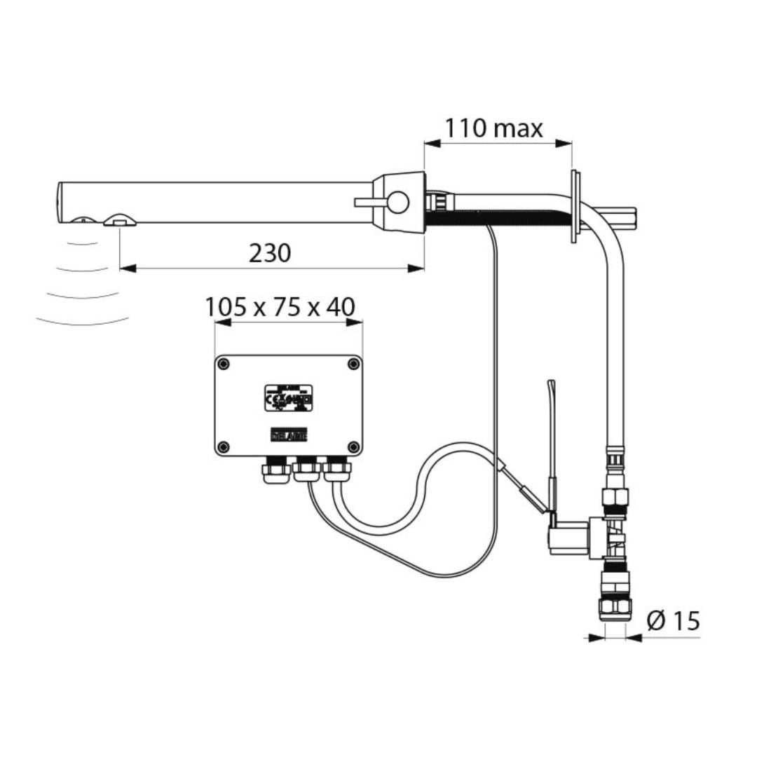379MCH / 379MCH15 DELABIE BINOPTIC Cross Wall Mains Supplied Wall Mounted Electronic Mixer Tap