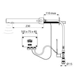379MCH / 379MCH15 DELABIE BINOPTIC Cross Wall Mains Supplied Wall Mounted Electronic Mixer Tap