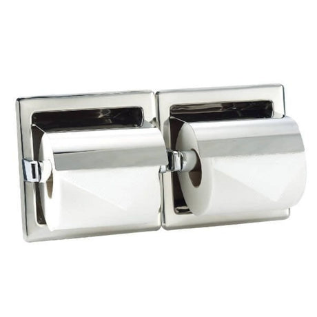Porte-rouleau de papier toilette double encastré en acier inoxydable