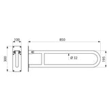 35164S Polished Satin 304 Stainless Steel 850mm Ø32mm Drop-Down Rail