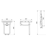 510400 Siège de douche mural relevable avec pied en ALU