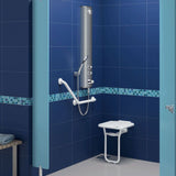 510400 Siège de douche mural relevable avec pied en ALU