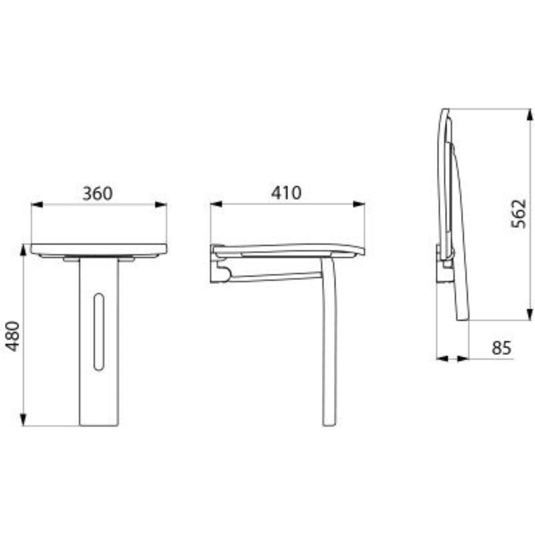 510405 Lift-Up Aluminium Shower Seat With Leg