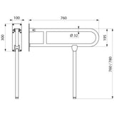 511517W White 760mm Ø32mm Drop-Down Rail With Leg
