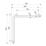 511941 Be-line® Corner Grab Bar Ø35mm 695x695 Aluminium