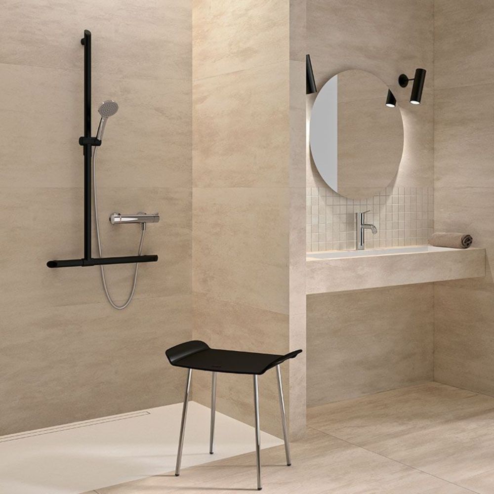 511944 Maniglione di sicurezza a T Be-line® Ø35mm per doccia con guida verticale scorrevole