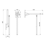 511962 Be-Line® Barre d'appui rabattable en aluminium avec pied 650mm Ø42mm