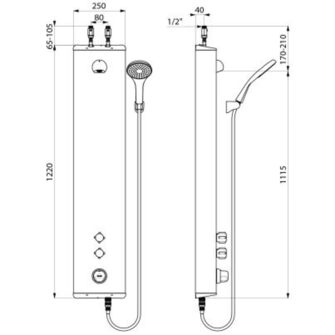 792344 SECURITHERM Thermostatic and Mechanical Dual Control Shower Panel