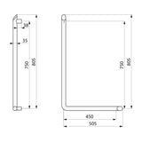 511970 Be-line® Maniglione ad L in alluminio Ø35mm 750x450